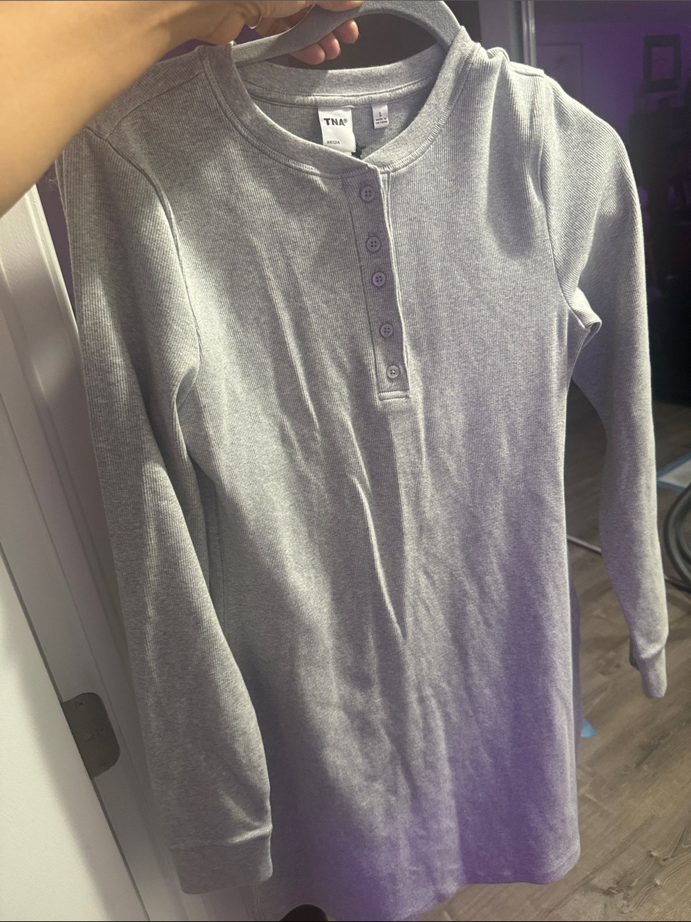 Aritzia Home Stretch Long Sleeve Henley Dress  large (NWT) - Picture 8 of 10